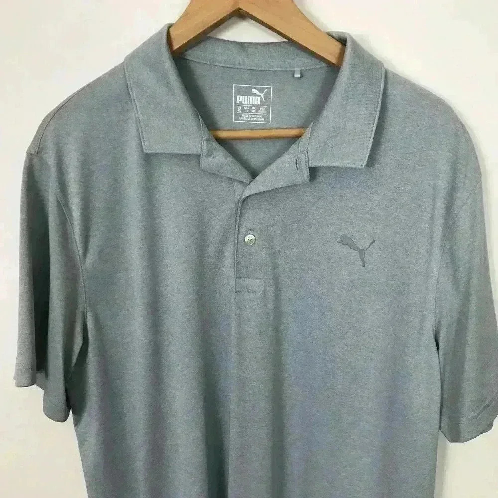 Puma Short Sleeve Polo XL Gray Logo Shirt